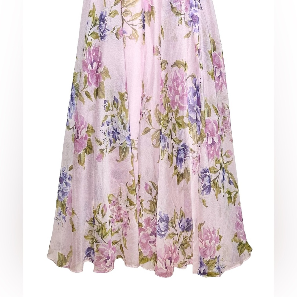 NWT Lulus Romantic Marvel Light Pink Floral Print Halter Neck Maxi Dress, Small - Picture 10 of 16